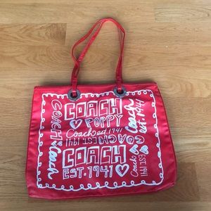 Red Coach poppy tote